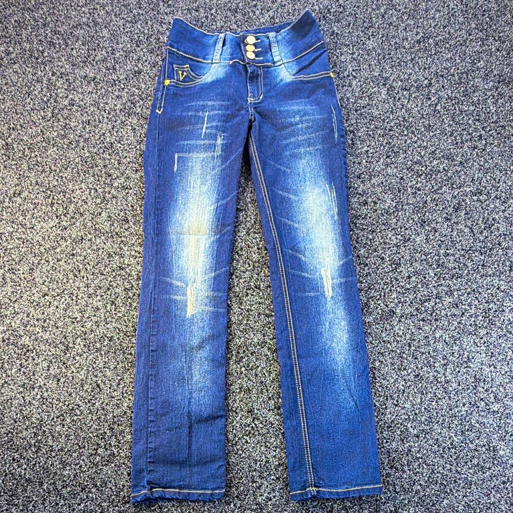 Virtual Sensuality Push Up Juniors Blue Dark Wash High Rise Skinny Jeans 5